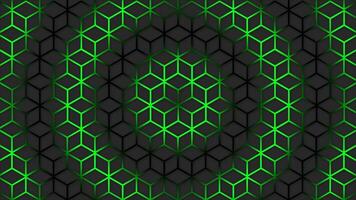circular green wave moving over hexagonal shape futuristic background. Trendy sci-fi technology background with hexagonal pattern. Seamless loop video