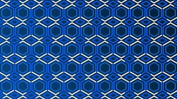 blue lines moving over hexagonal pattern blue color background video