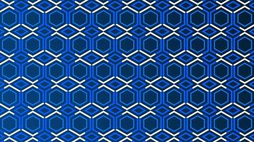 blue lines moving over hexagonal pattern blue color background video