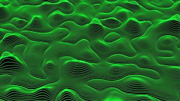 3d looped data flow concept, sci-fi topographic pattern background. green high tech horizontal lines moving in digital space video