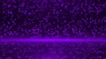 Beautiful 3d purple glitter particles falling and flickering particles over black background, simple particles background video