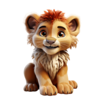 AI generated lion portrait cute 3d design, generative ai png