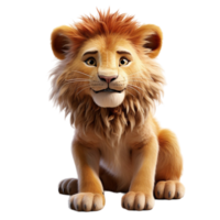 AI generated lion portrait cute 3d design, generative ai png