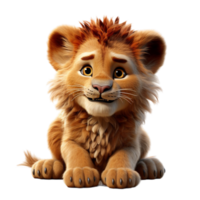 AI generated lion portrait cute 3d design, generative ai png