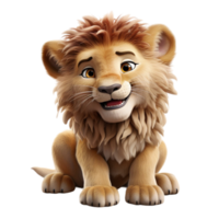 AI generated lion portrait cute 3d design, generative ai png