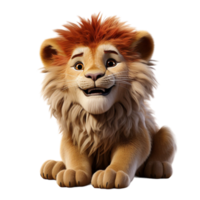 AI generated lion portrait cute 3d design, generative ai png