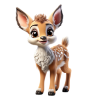 AI generated 3d illustration portrait of adorable cute baby deer isolated on transparent background, generative ai png