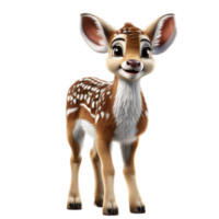 AI generated 3d illustration portrait of adorable cute baby deer isolated on transparent background, generative ai png