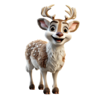 AI generated 3d illustration portrait of adorable cute baby deer isolated on transparent background, generative ai png