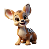 AI generated 3d illustration portrait of adorable cute baby deer isolated on transparent background, generative ai png