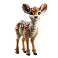 AI generated 3d illustration portrait of adorable cute baby deer isolated on transparent background, generative ai png