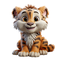 AI generated 3d cartoon character cute baby tiger isolated on transparent background, generative ai png