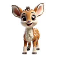 AI generated 3d illustration portrait of adorable cute baby deer isolated on transparent background, generative ai png