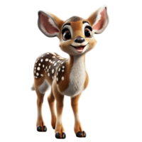 ai generato 3d illustrazione ritratto di adorabile carino bambino cervo isolato su trasparente sfondo, generativo ai png
