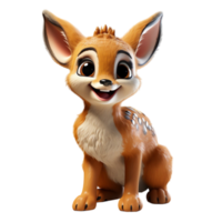 AI generated 3d illustration portrait of adorable cute baby deer isolated on transparent background, generative ai png