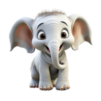 ai generato 3d adorabile carino bambino elefante isolato su trasparente sfondo, generativo ai png