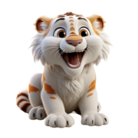 AI generated 3d cartoon character cute baby tiger isolated on transparent background, generative ai png