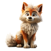 AI generated 3d portrait of baby wolf isolated on transparent background, generative ai png