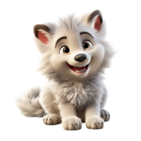 AI generated 3d portrait of baby wolf isolated on transparent background, generative ai png