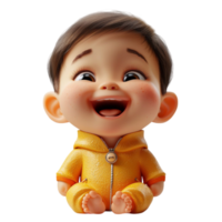 AI generated 3d illustration of adorable cute baby characters, generative ai png