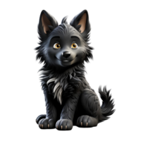 AI generated 3d portrait of baby wolf isolated on transparent background, generative ai png