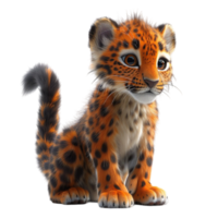 ai genererad leopard porträtt 3d illustration, generativ ai png