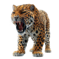 AI generated Leopard portrait 3d illustration, generative ai png