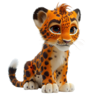 ai gerado leopardo retrato 3d ilustração, generativo ai png