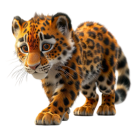 ai genererad leopard porträtt 3d illustration, generativ ai png