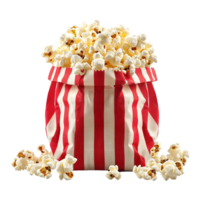 ai généré pop corn dans rayé boîte isolé sur transparent Contexte png