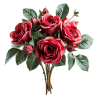 AI generated Red rose bouquet isolated on transparent background png