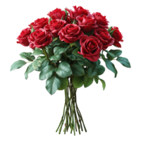 ai generado rojo Rosa ramo de flores aislado en transparente antecedentes png