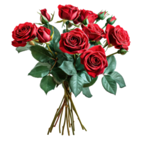 AI generated Red rose bouquet isolated on transparent background png