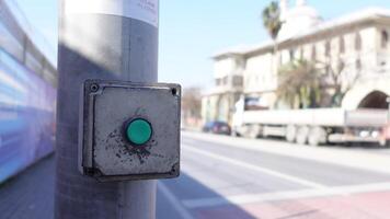 close up of crossing signal button video