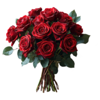 ai generado rojo Rosa ramo de flores aislado en transparente antecedentes png