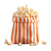 ai gegenereerd popcorn in gestreept doos geïsoleerd Aan transparant achtergrond png