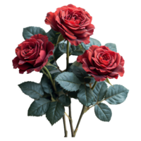 ai generado rojo Rosa ramo de flores aislado en transparente antecedentes png