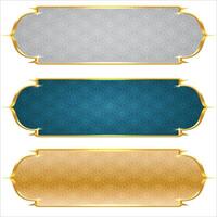 luxury golden arabic islamic text box title frame border set with ornamental illustration vector