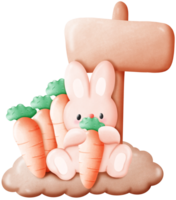 Rabbit sitting and eating carrots png