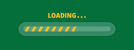 Speed upload or download. Load bar progress icon. A bright yellow element of a mobile app or website. Update stage. Waiting for a preload. Vector illustration on green background.