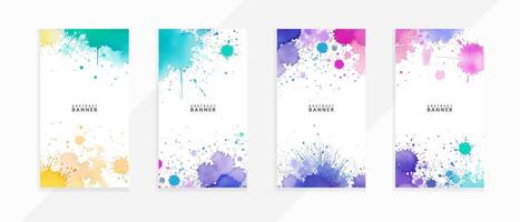 Abstract Colorful watercolor splash and stains Isolated Bright drawn background banners set vector