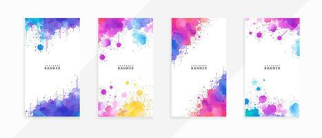 AI generated Colorful Isolated Bright drawn watercolor splash and stains banners set vector