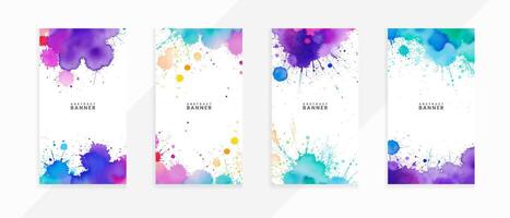 Abstract colorful watercolor paint cloud texture banner set vector