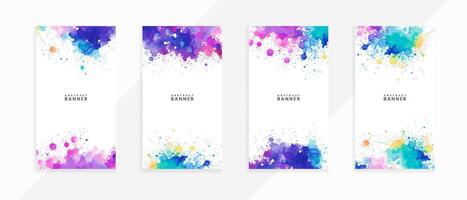 AI generated Abstract Colorful Isolated Bright drawn watercolor splash and stains vector banner set