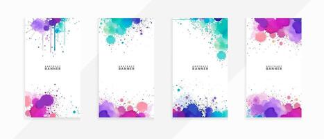 AI generated Abstract Colorful watercolor splash and stains with isolated scarlet spot textures  banners set vector