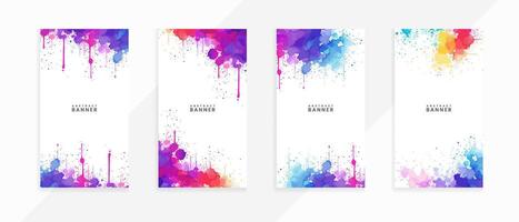 AI generated Set of 4 watercolor spot textures with splashes and stains banner vector