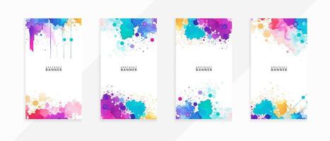 Abstract Colorful watercolor splash and stains with isolated scarlet spot texture banners set vector