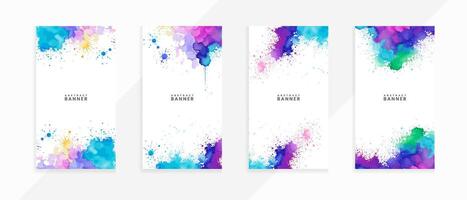 AI generated Colorful abstract watercolor violet stains painting background vector banner set