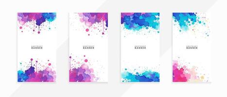 Abstract splash and violet stains painting watercolor background banners set vector