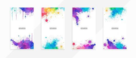 AI generated Colorful abstract splashes and stains watercolor banners set with isolated scarlet spot vector